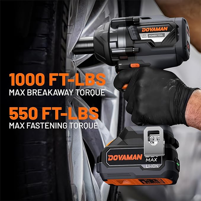 TITANCE X8 Advanced Cordless Impact Wrench, 20V Brushless 1/2'' Impact Gun, 1000 FT-LBS High Torque, 5-Mode Control, 4.0Ah Li-ion Battery Powered Wrench for Car Tires & Automotive Repair