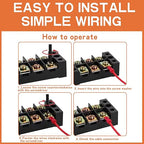 10 Circuits 10 Positions Terminal Block 20-30A 200-450V Dual Row Screw Terminals Strip with 60 PCS Heat Shrink Wire Fork Connectors(Pack of 3pcs)