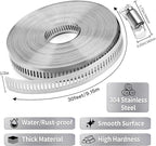 Hose Clamps 30FT Strap+30 Fasteners,DIY Cut-To-Fit 304 Stainless Steel Adjustable Large Worm Gear Band Clamp Assortment Kit,Metal Screw Fasteners and Strapping for Pipe,Duct,Pole,Tube