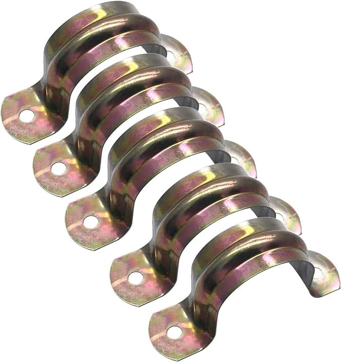 100 Pcs 3/4inch Rigid Pipe Strap,Two Hole Strap U Bracket Iron, Widened Tube Strap Tension Clip Assortment Kit Heavy Duty Pipe Clamp（25mm）