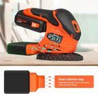 20V 1.3Ah Cordless Sander, Detail Sanders, 20Pcs Sandpapers,12000 RPM Sanders with Dust Collection System for Tight Spaces Sanding in Home Decoration, Battery and Charger Included
