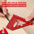 Premium Versatile Multi-Angle Carpenter Square Measuring Ruler for Woodworking, Engineering, and Construction (22.5-90 Degrees with Angle Pin) (Red)