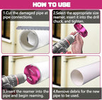 Original Design Patent Triple Inserts 1 Inch PVC Pipe Reamer, PVC Fitting Saver, Pipe Tools for Schedule 40
