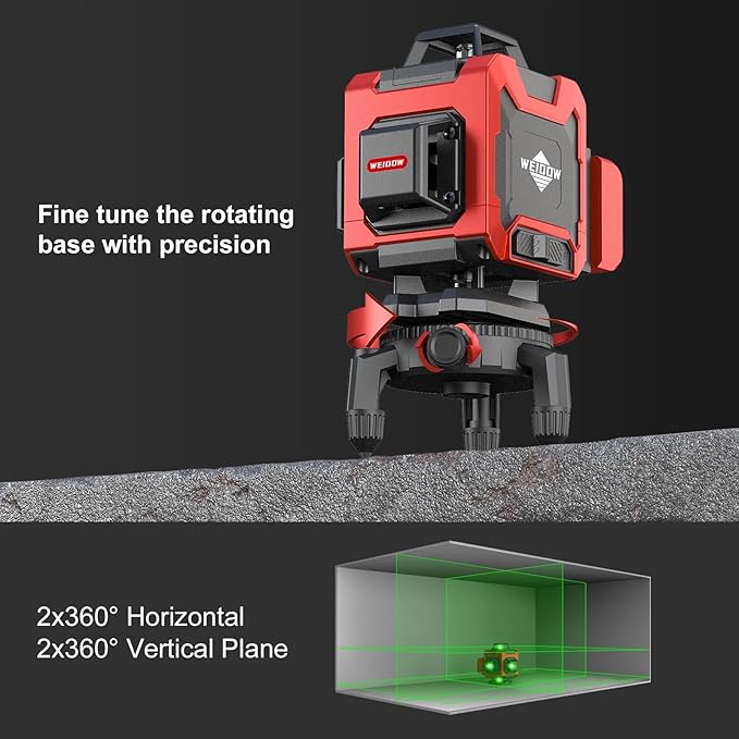Laser Level,WEIDDW 4D 16 Lines Laser Level 4x360 Self Leveling Tool for Construction and Picture Handing Green Cross Line Vertical and Horizontal Line leveler Tool