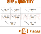 ISPINNER 385pcs 8 Sizes Aluminum Blind Rivets, Pop Rivets Assortment Kit (Silver)