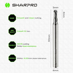 Carbide Ball Nose End Mill 2 Flute 4mm SHK. 3mm Cutting Dia. 3D Carving, High-Speed and Deep Cutting, AlCrN Coated, Apply for Alloy Steel, Stainless Steel and Various Cast Iron.