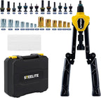Steelite Foldable Rivet Nut Tool Kit, 15-Inch Rivnut Tool with 13 Metric and SAE Mandrels, Professional Hand Riveter with 105Pcs Rivnuts Assortment Kit