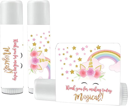 12 Unicorn Rainbow Lip Balms - Unicorn Theme Lip Balms - Unicorn Baby Shower Favors - Unicorn Birthday Party Favors - Rainbow Unicorn-VeraVaultWomen