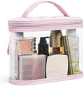 BAGSMART TSA Approved Toiletry Bag, Clear Makeup Cosmetic Bag Organizer, Quart Size Travel Bag for Toiletries, Carry-on Travel Accessories Essentials, 1 Pack-Pink