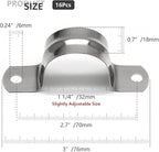 16Pcs 1 1/4 Inch Stainless Steel Conduit Clamps, Two Hole Strap U Bracket Rigid Pipe Strap Metal U Clamp Conduit Strap Tension Clips U-tube Clamp Heavy Duty