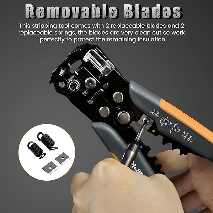 3-In-1 Multi Self Adjusting Wire Stripper/Cutter/Crimper - 8-Inch Universal Wire Stripper for Wire Stripping, Cable Cutting, Crimping Tools from 10 AWG to 24 AWG