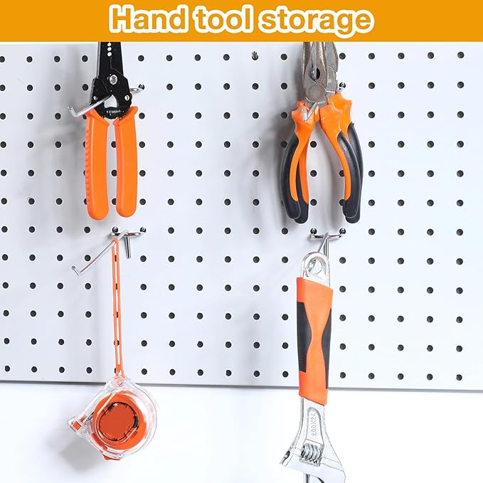 Funrous 100 Pack Peg Board Hooks Stainless Steel Pegboard Hooks Shelving Display Hanging Peg Board Holders for 1/8 and 1/4 Garage Storage Tools Organizer(8 Inch)