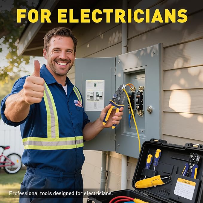 haisstronica Quick Change Jaws Crimping Tool for Insulated Nylon Wire Connectors AWG 22-10 Ratcheting Wire Crimper & Terminals - H5