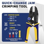 haisstronica Quick Change Jaws Crimping Tool for Insulated Nylon Wire Connectors AWG 22-10 Ratcheting Wire Crimper & Terminals - H5