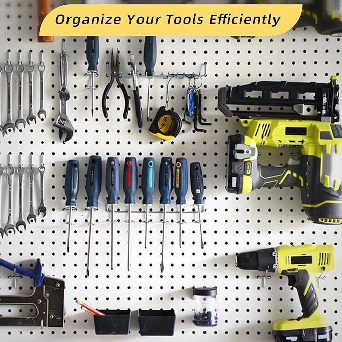 136PCS Metal Pegboard Hooks Organizer Kit for Organizing Various Tools - Heavy Duty 1/4" & 1/8" Pegboard Accessories with Pegboard Bins, Wall Mount Tool Storage for Garage, Workshop & Kitchen