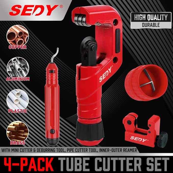 Ultimate Tube Cutter Set - Heavy Duty Pipe Cutter 3/16"-2" OD, Mini Tube Cutter 1/8"-7/8", Deburring Tool - for Copper, Aluminum, PVC Pipes - High-Quality Cutting & Deburring Tools for Professionals