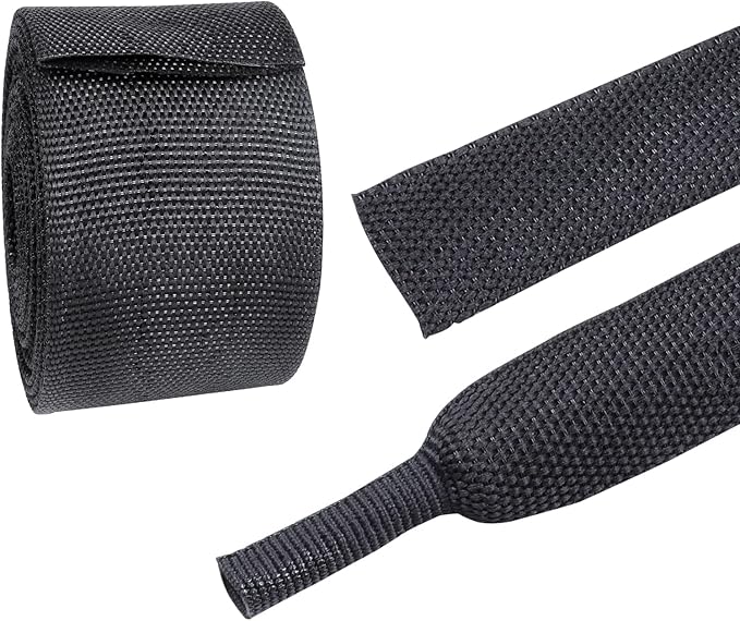 Heat Shrink Braided Sleeving Fabric Tubing 2 in 1 Wiring Harness Tubing Abrasion Resistant Cable Sleeve for Protection Wire/Sheath/Irregular Shape Hose (1-3/8"-13ft)