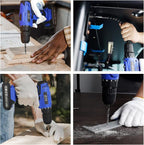 Jar-Owl 21V Cordless Drill, 350 in-lb Torque, 0-1350RMP Variable Speed, 10MM 3/8'' Keyless Chuck, 18+1 Clutch, 1.5Ah Li-Ion Battery & Charger for Home Tool Kit - Black & Blue