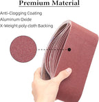 3 x 24 Sanding Belts, 3x24 Aluminum Oxide Sanding Belts for Belt Sander, 3 Each of 40/80/120/150/240/400 Assorted Grits Sanding Belts Assortment, 18 Pack(3x24in)