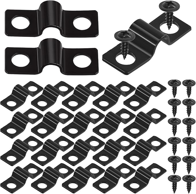 Swpeet 25Pcs 5mm Two Hole U Bracket Clamp with 50Pcs Self-tapping Screws Kit, U-Clamps, Metal Pipe Clamps, Pipe Strap Clamps, Conduit Clamps, Tension Clips for Fixing Pipe or Cable