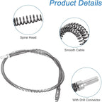 uxcell 3.28Ft Drain Auger Cable, Pipe Cleaning Spring Clog Remover, Flexible Plumbing Snake Pipe Drain Cleaner for Kitchen, Shower Sink