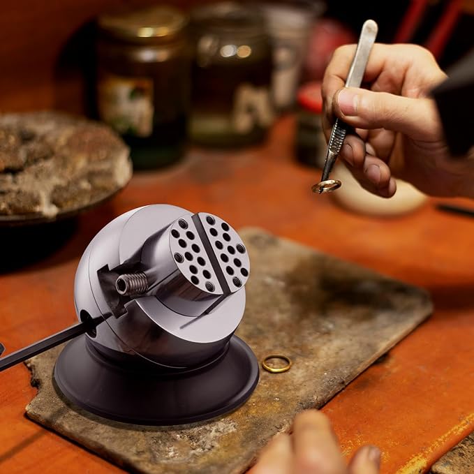 DZQ Ball Vise 3" Engraving Setting Tool 360°Rotation Professional Ball Vise 36PCS Attachment Jewelry Engraving Block Tools Standard Block (Black)