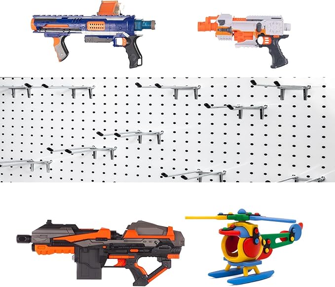 15 Pcs Double Pegboard Hooks 4 Inch, Heavy Duty Peg Board Hooks with Black Rubber Tipped, Pegboard Accessories Fit 1/4' Board Holes, Peg Tool Utility Hook Organizers for Garage