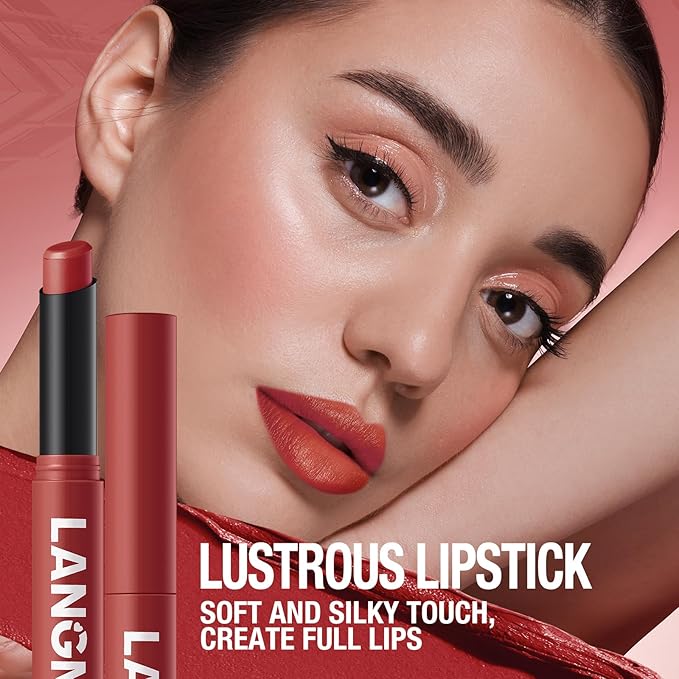 Jolilab 2 Pcs Velvet Matte Lipstick Nude Matte Soft Dark Color Stick Waterproof Long-Lasting Non-Stick Cup High Pigmented Lip Stick Lip Balm Beauty Cosmetics Gift for Girls（11#+12#
