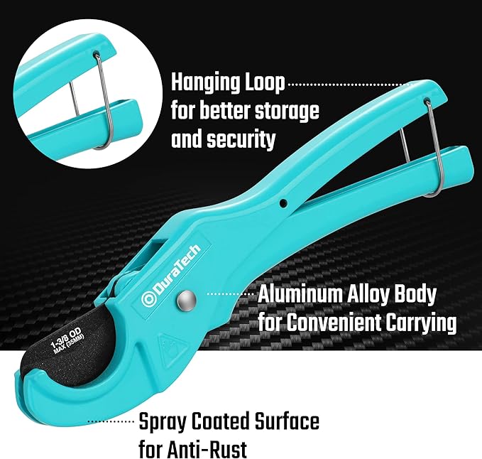 DURATECH PEX Pipe Cutter, Tubing Cutter for 1/8"-1" PEX and Rubber Hoses(NOT for PVC Pipe), with PTFE-Coated Sharp Blade, Suitable for Home and Plumbing Repairs