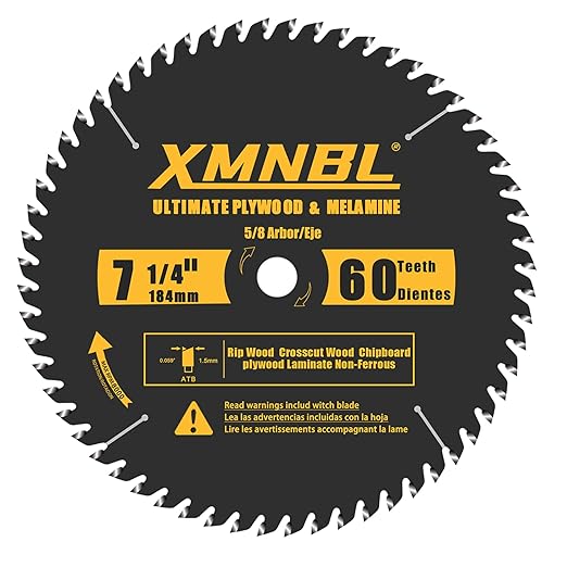 7-1/4-Inch 60-Tooth Fine Circular Saw Blade,Replacement for Diablo D0760A D0760X,DeWalt DWA171460 Wood Cutting Circular Saw Blade,Compatible with Skip,Dewalt,Milwaukee7-1/4 Circular Saw,5/8-Inch Arbor