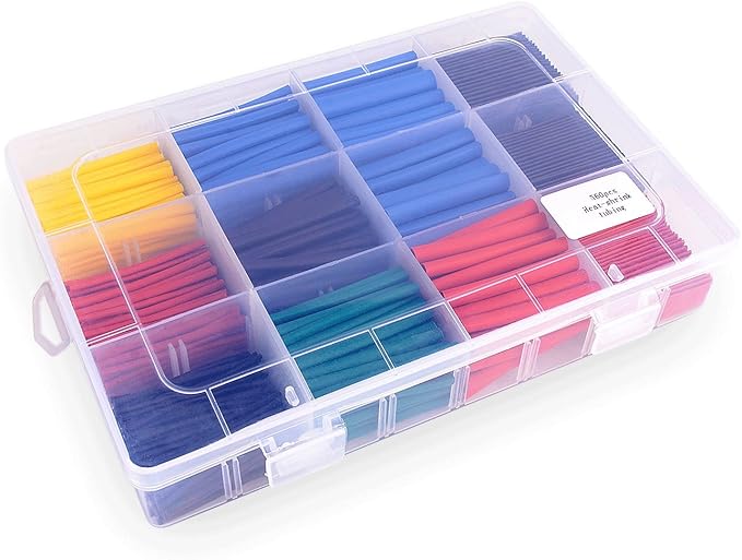 Nilight - 50005R Heat Shrink 2:1 Electric Insulation Tube Kit 45mm Flame Retardant Wrap Cable Sleeve 560pcs 5 Colors 12 Sizes with Storage Box，2 Years Warranty