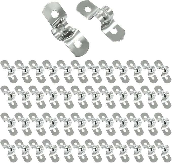 Hordion 50Pcs 5/16" Two Hole Strap U Bracket, M8 Rigid Pipe Strap Stainless Steel Conduit Clamp for Fixing Pipe