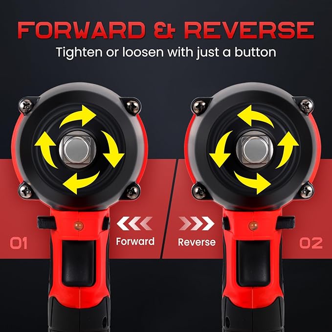 Cordless Impact Wrench, 1106 FT-lbs 1500Nm Brushless Impact Gun 1/2", 18V 2 * 5.0 Ah Multifunction Power Impact Driver for Home Car Truck Mower