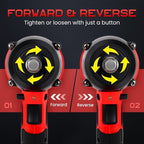 Cordless Impact Wrench, 1106 FT-lbs 1500Nm Brushless Impact Gun 1/2", 18V 2 * 5.0 Ah Multifunction Power Impact Driver for Home Car Truck Mower