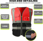 BeautyWill Custom Safety Vest Customized Logo Class 2 High Visibility Reflective Vest with Pockets Construction workwear
