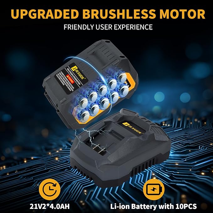 5" Cordless Angle Grinder Kit, Brushless Battery Grinder with 2x4.0Ah Batteries & Charger,125MM 10000 RPM Variable Speed Amoladora Angular,Esmeriladora for DIY Metal Cutting,Grinding,Polishing