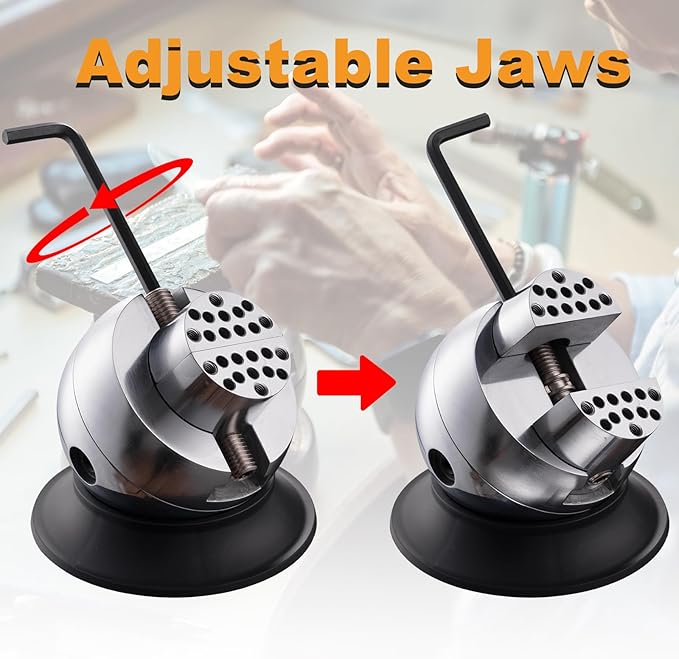 DZQ Ball Vise 3" Engraving Setting Tool 360°Rotation Professional Ball Vise 36PCS Attachment Jewelry Engraving Block Tools Standard Block (Black)