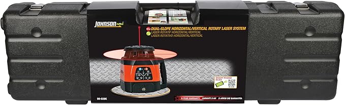 Johnson Level & Tool 99-028K Electronic Self-Leveling Dual Slope Horizontal/Vertical Rotary Laser System, Red, 1 Kit