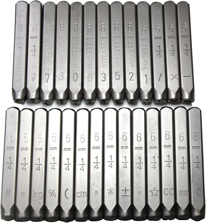 WKSTOOL 5/64 2mm Heavy Duty Carbon Steel Numbers Symbols Character Mark Code Hand Stamp Punch for Stamping Jewelry Sheet Metal Plate Mold Die Making