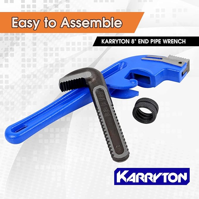 8 Inch End Pipe Wrench, Jaw Opening 1.5"/38mm Adjustable Cast Iron offset Handle Plumbing Wrench, Perfect Plumbers Tool for Oil Field, Plumbing, Auto Repair, Construction and Mechanics
