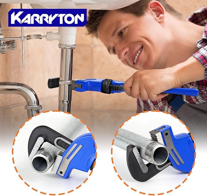 14 Inch End Pipe Wrench, Jaw Opening 2.75"/70mm Adjustable Cast Iron offset Handle Plumbing Wrench, Perfect Plumbers Tool for Oil Field, Plumbing, Auto Repair, Construction and Mechanics