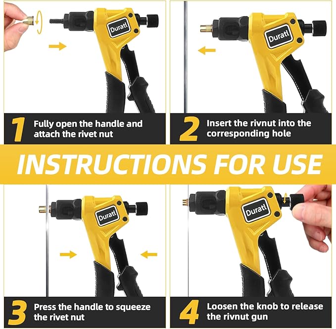 Rivet Nut Tool Kit, 8-Inch Hand Rivnut Tool for Tight Spaces, Nutsert Tool Kit with 96pcs Rivnuts, 8 Metric & SAE Mandrels (M3-M6, 6-32, 8-32, 10-24, 1/4-20), Durable Carrying Case Included