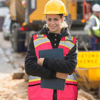 A-SAFETY High Vis Reflective Safety Vest for Men Women Zipper Ipad Pockets Mesh Construction Apparel Neon Vest for Work