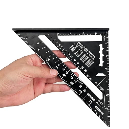 7 inch 12 inch Rafter Square Aluminum Alloy Double Scale Triangle Ruler Angle Ruler Carpenter Triangle Square Rafter Tool Mensurement Tool for Woodworking and Carpentry