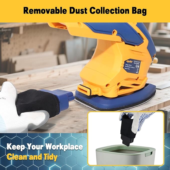 Mellif Cordless Detail Sander Compatible with Dewalt 20V MAX Battery (Tool Only), Brushless Corner Sander with 12,000 OPM Speed, 10PCS Sandpapers, Dust Collector, for Tight Space, Metal, Woodworking