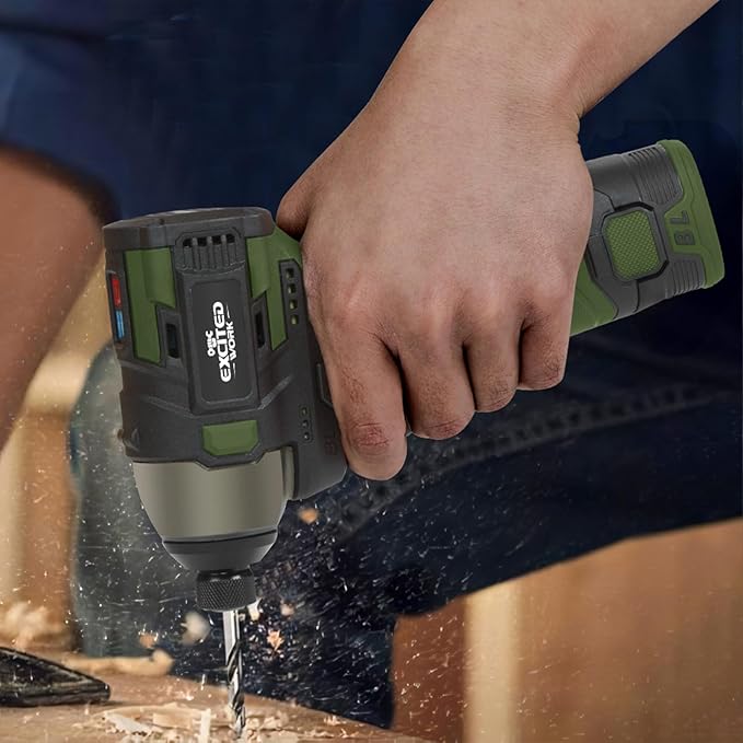 17V Brushless Screwdriver, 140Nm Cordless Impact Driver Set with 3 Adjustable Speed, 2 Batteries and Led Work Light