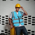BeautyWill Custom Safety Vest Customized Logo Class 2 High Visibility Reflective Vest with Pockets Construction workwear