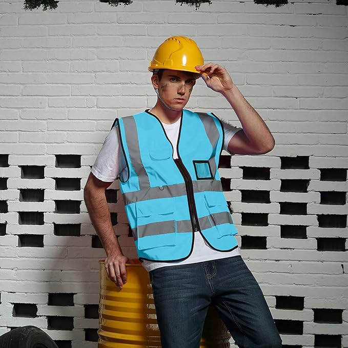 BeautyWill Custom Safety Vest Customized Logo Class 2 High Visibility Reflective Vest with Pockets Construction workwear
