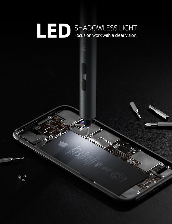 iFu Mini Electric Screwdriver, 42-in-1 Precision Screwdriver Set, Cordless, Magnetic Storage, 5/32''Hex, For Electronics Phone Camera Laptop Watch - Grey