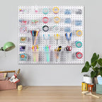 64 Pieces Pegboard Bins Pegboard Cups with Hooks and Loops Peg Hooks Assortment Organizer Accessory for Organizing Accessories Tools Storage Office Workshop Garage Workbench (Transparent)